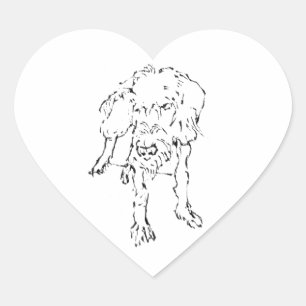 Süßer Drahthaar-Dackel-Hund Herz-Aufkleber
