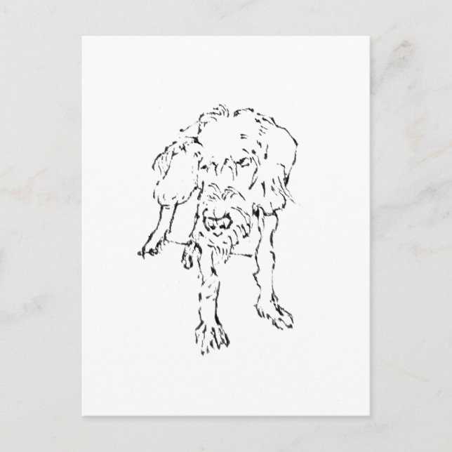Süßer Drahthaar-Dackel-Hund Postkarte (Vorderseite)