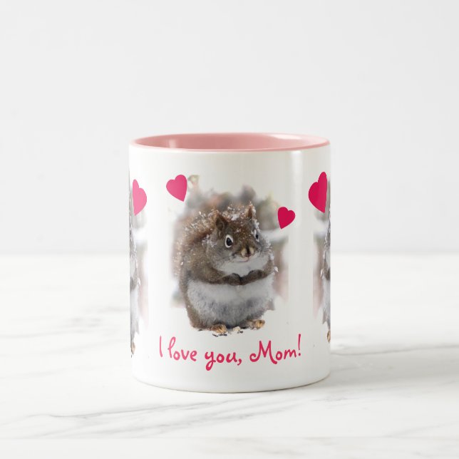 Süßer Eichhörnchen-Mutter-Tag Zweifarbige Tasse (Mittel)