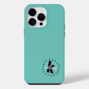 Süßer einfacher Namensinitialen-Monogramm iPhone 14 Pro Max Hülle