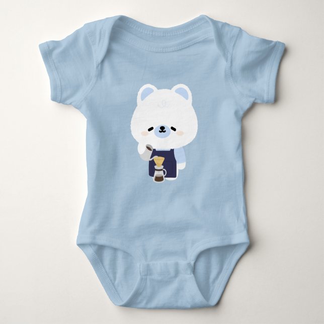 Süßer Eisbär-Barista Baby Strampler (Vorderseite)