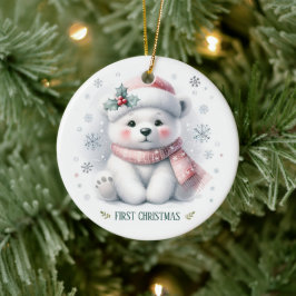 Süßer Eisbär Erstes Weihnachten Andenken Foto Keramik Ornament