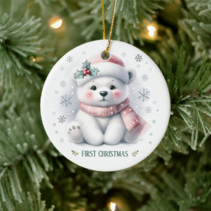Süßer Eisbär Erstes Weihnachten Andenken Foto Keramik Ornament