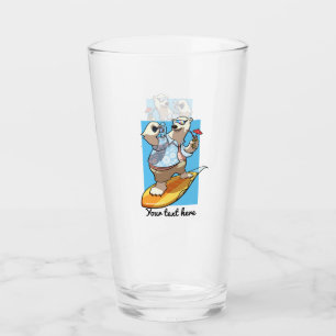 Süßer Eisbär Fügen Sie Ihren Text Surfing Cartoon Glas