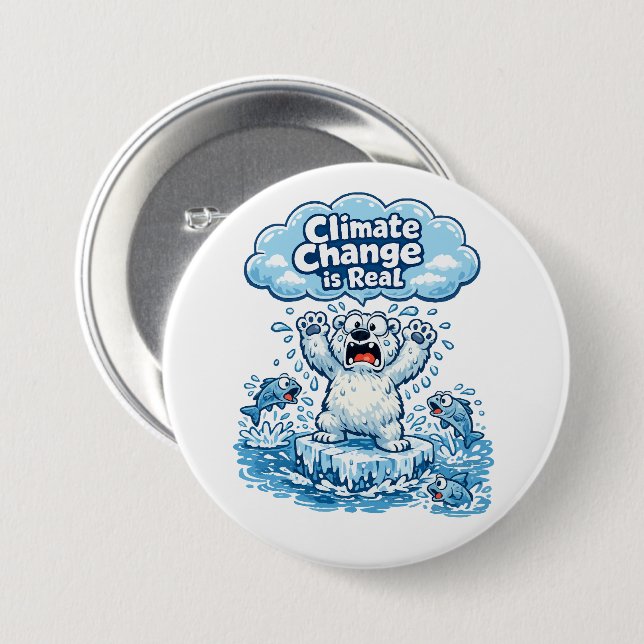 Süßer Eisbär Klimawandel ist real Button (Vorne & Hinten)