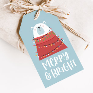 Süßer Eisbär Merry & Bright Weihnachten Geschenkanhänger