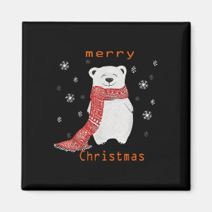Süßer Eisbär Schal Frohe Weihnachten Xmas Feiertag Magnet