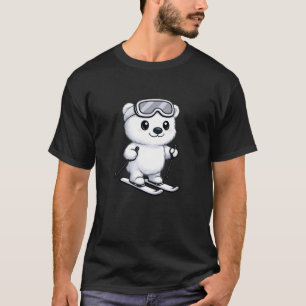Süßer Eisbär Skifahren Cartoon Winterabenteuer T-Shirt