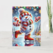 Süßer Eislaufender Schneemann Weihnachten