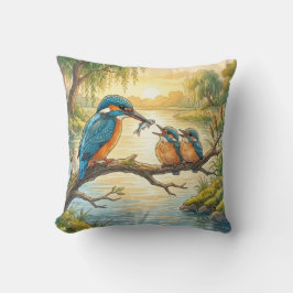Süßer Eisvogel und Küken Fluß- und Seetiere  Kissen
