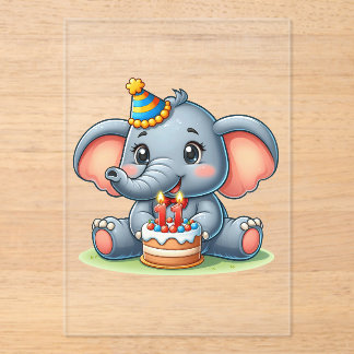 Süßer Elefant 11. Geburtstag Acryleinladungen