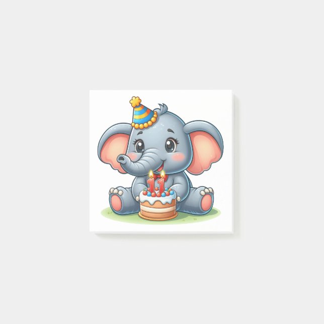Süßer Elefant 11. Geburtstag Post-it Klebezettel (Vorderseite)