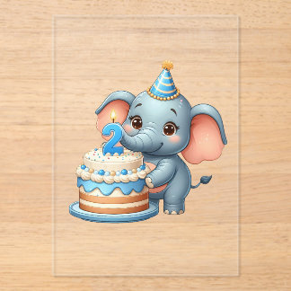 Süßer Elefant 2. Geburtstag Acryleinladungen