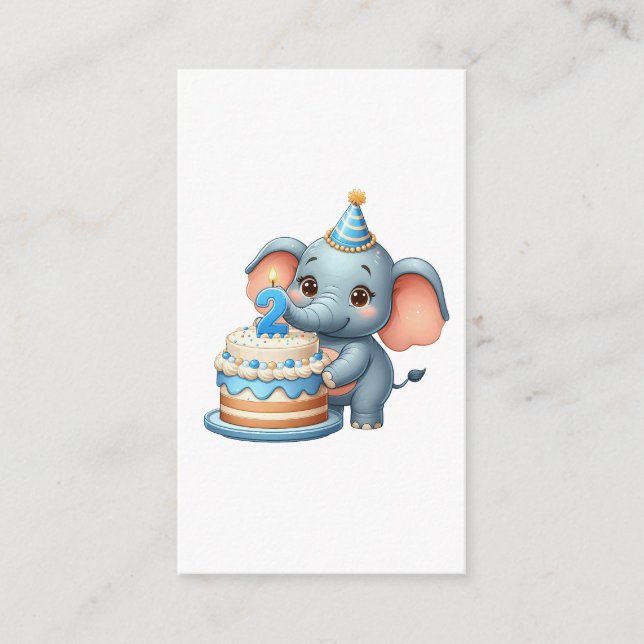 Süßer Elefant 2. Geburtstag Begleitkarte (Vorderseite)