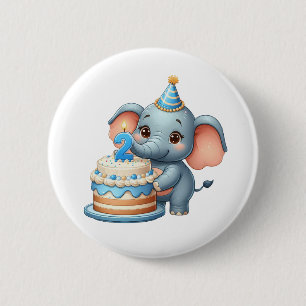 Süßer Elefant 2. Geburtstag Button