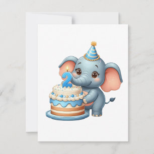 Süßer Elefant 2. Geburtstag Dankeskarte