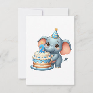 Süßer Elefant 2. Geburtstag Einladung