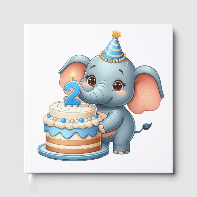 Süßer Elefant 2. Geburtstag Gästebuch (Vorderseite)