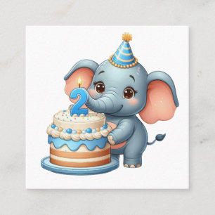 Süßer Elefant 2. Geburtstag Quadratische Visitenkarte