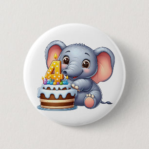 Süßer Elefant 4. Geburtstag Button