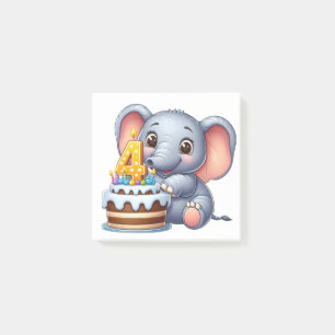 Süßer Elefant 4. Geburtstag Post-it Klebezettel