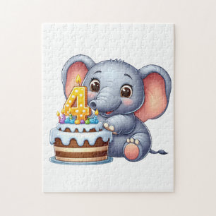 Süßer Elefant 4. Geburtstag Puzzle