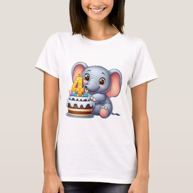 Süßer Elefant 4. Geburtstag T-Shirt (Vorderseite)