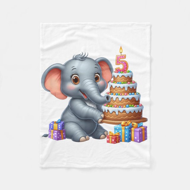 Süßer Elefant 5. Geburtstag Fleecedecke (Vorderseite)