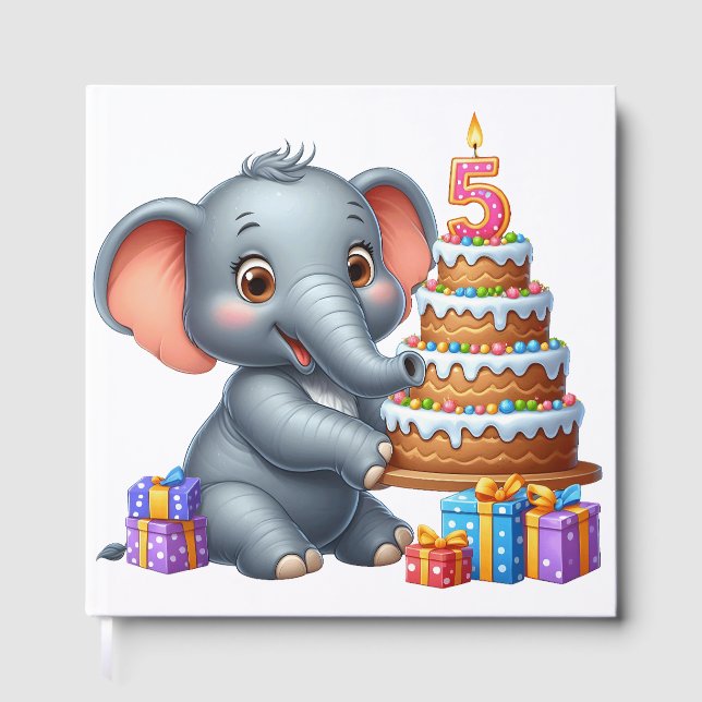 Süßer Elefant 5. Geburtstag Gästebuch (Vorderseite)
