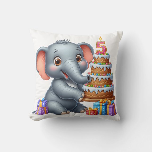 Süßer Elefant 5. Geburtstag Kissen (Vorderseite)