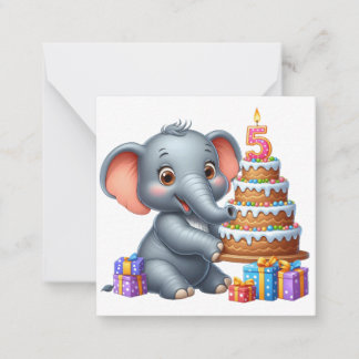 Süßer Elefant 5. Geburtstag Mitteilungskarte