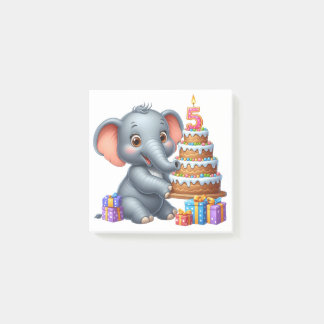 Süßer Elefant 5. Geburtstag Post-it Klebezettel