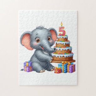 Süßer Elefant 5. Geburtstag Puzzle