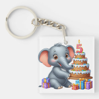 Süßer Elefant 5. Geburtstag Schlüsselanhänger