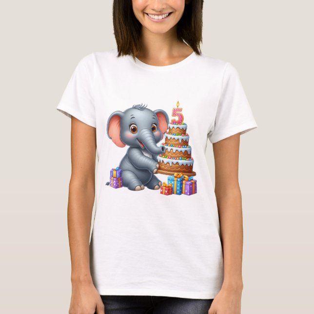 Süßer Elefant 5. Geburtstag T-Shirt (Vorderseite)