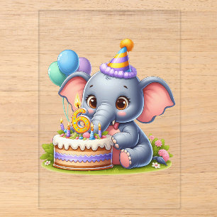 Süßer Elefant 6. Geburtstag Acryleinladungen