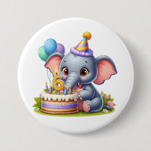 Süßer Elefant 6. Geburtstag Button