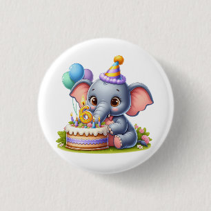 Süßer Elefant 6. Geburtstag Button