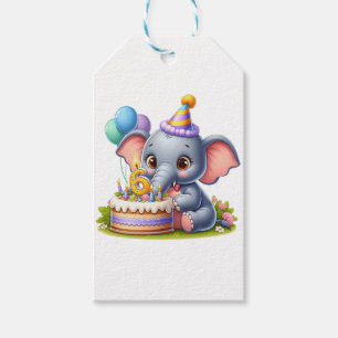 Süßer Elefant 6. Geburtstag Geschenkanhänger