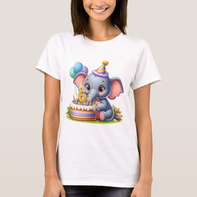 Süßer Elefant 6. Geburtstag T-Shirt (Vorderseite)