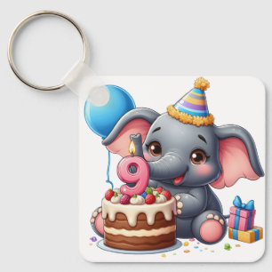 Süßer Elefant 9. Geburtstag Schlüsselanhänger