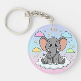 Süßer Elefant auf Wolke - Ich bin Ele-Fun-t Pun Schlüsselanhänger