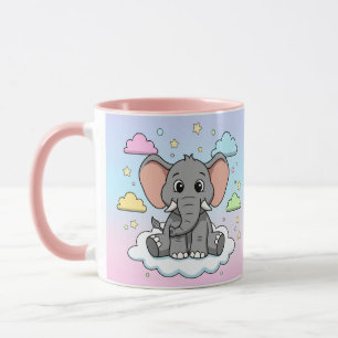 Süßer Elefant auf Wolke - Ich bin Ele-Fun-t Wortsp Tasse