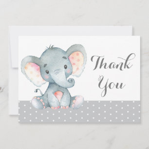 Süßer Elefant Baby Grau Dankeskarte