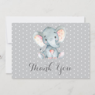 Süßer Elefant Baby Grau Dankeskarte