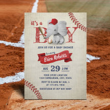 Süßer Elefant Baseball Baby Shower für Jungen