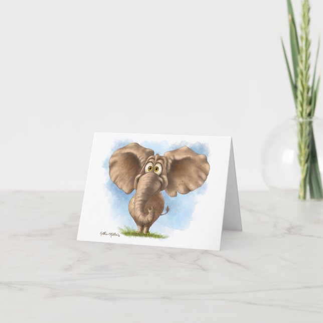 Süßer Elefant Cartoon Karte (Vorderseite)