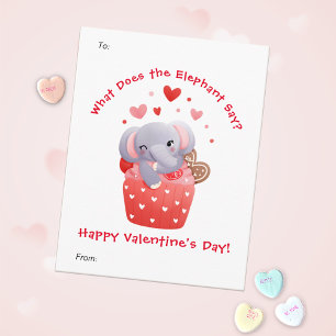 Süßer Elefant-Cupcake-Kinder-Valentinstag Feiertagskarte