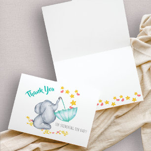 Süßer Elefant fängt fallende Sterne Baby Shower Dankeskarte
