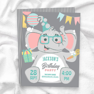 Süßer Elefant Geburtstag Einladung